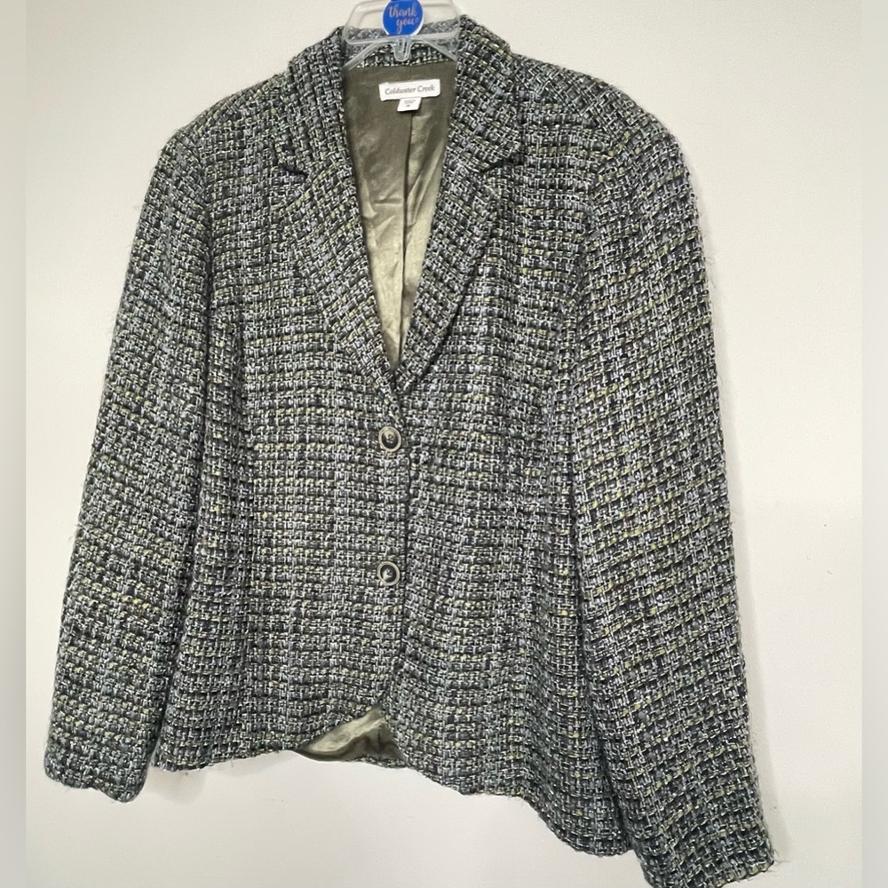 Coldwater Creek Women's Tweed Blazer -‎ Black, Green  and Gray-~ Size 18
Office
